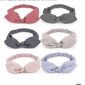 ✨ Striped Bow Headbands Set (6) “Vintage Look”
